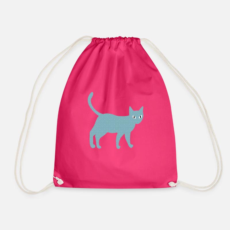 Katze mit Vintagemuster - Turnbeutel - Fuchsia
