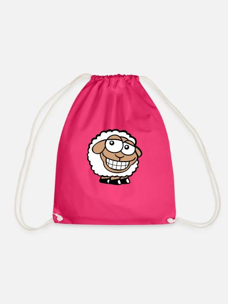 Schaf Grinsen Guckt Doof Frech Lächeln Glücklich - Turnbeutel - Fuchsia