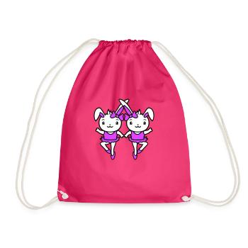2 Hasen Ballerinas Tanzen Ballett Mädchen Frauen - Turnbeutel - Fuchsia - Vorne