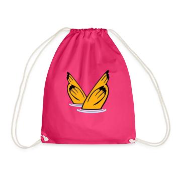 2 ducks diving underwater head lake drinking water - Drawstring Bag - fuchsia - Front
