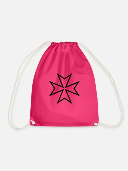 Maltese Cross__V005 - Drawstring Bag - fuchsia