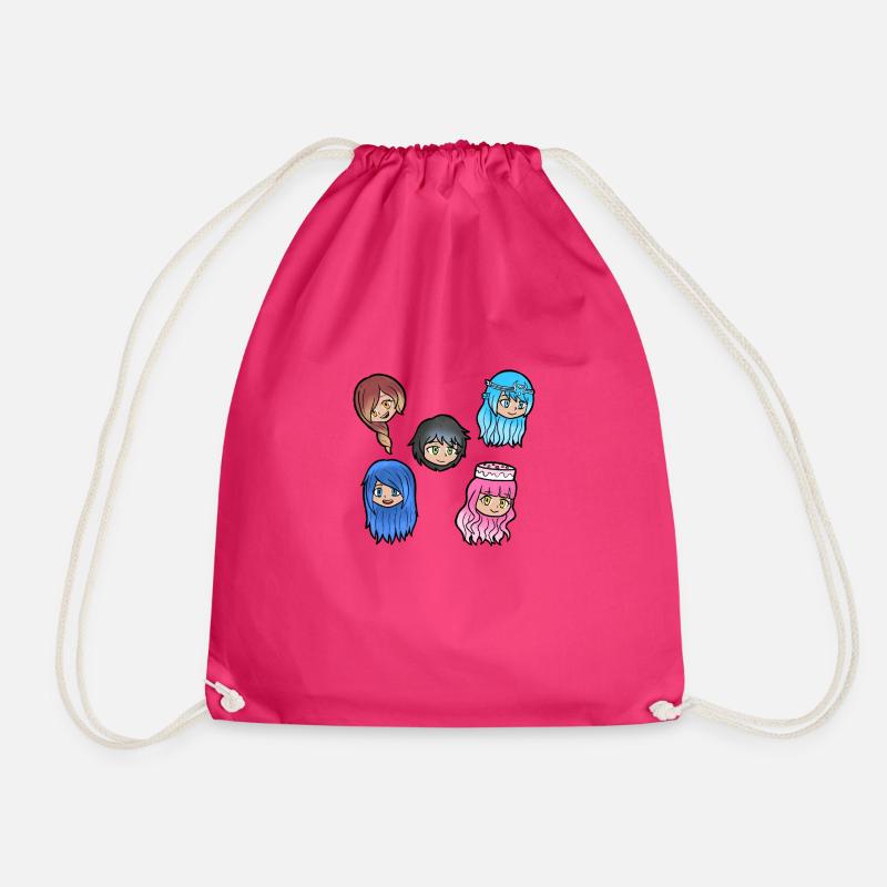 Cartoon Faces Krew - Drawstring Bag - fuchsia