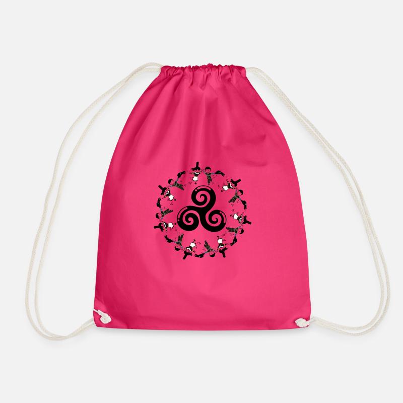 circle fest noz triskel - Drawstring Bag - fuchsia