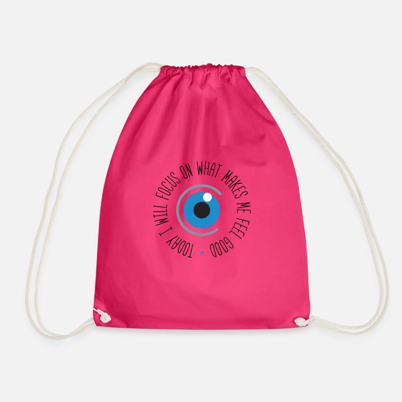 Positive Affirmation - Today I will focus... - Drawstring Bag - fuchsia