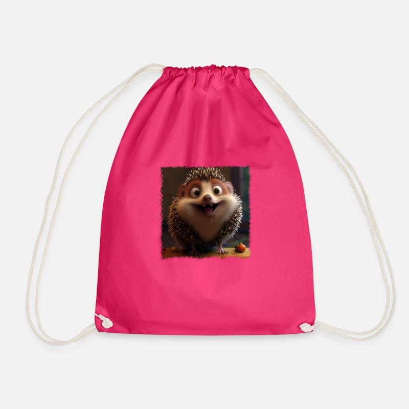Happy hedgehog - Drawstring Bag - fuchsia