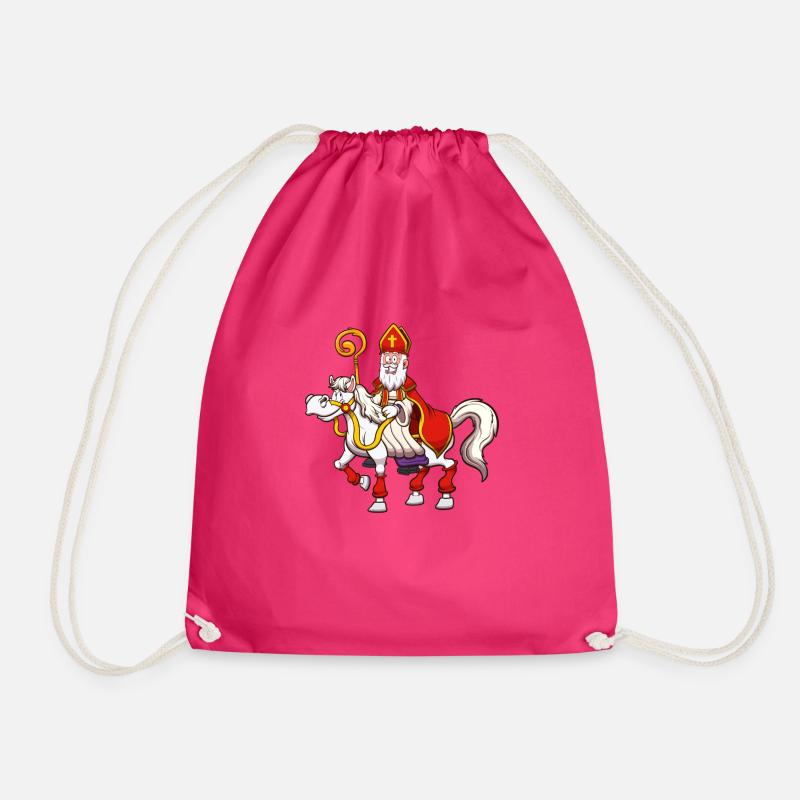 Saint Nicholas On Horse - Drawstring Bag - fuchsia