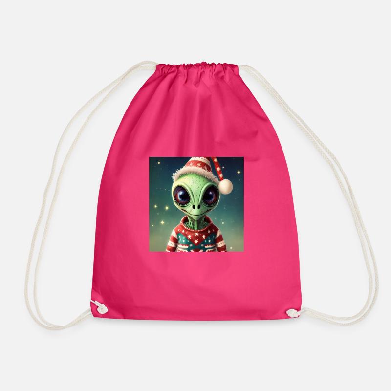 Alien trägt einen hässlichen Weihnachtspullover - Turnbeutel - Fuchsia