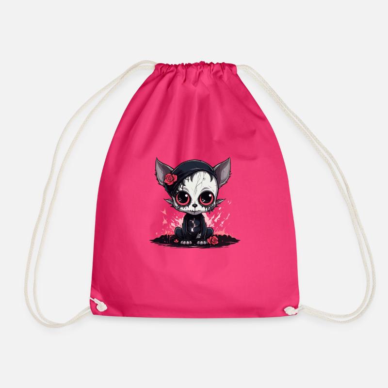 Niedliches Emo Gothic Kätzchen - Turnbeutel - Fuchsia