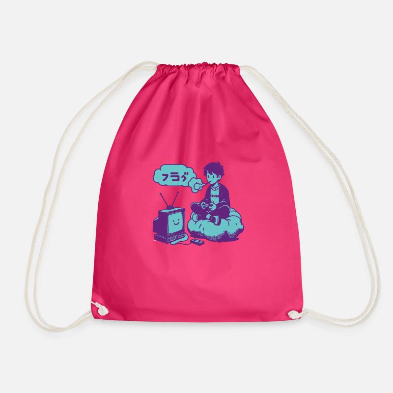 Gaming in the Clouds - Drawstring Bag - fuchsia