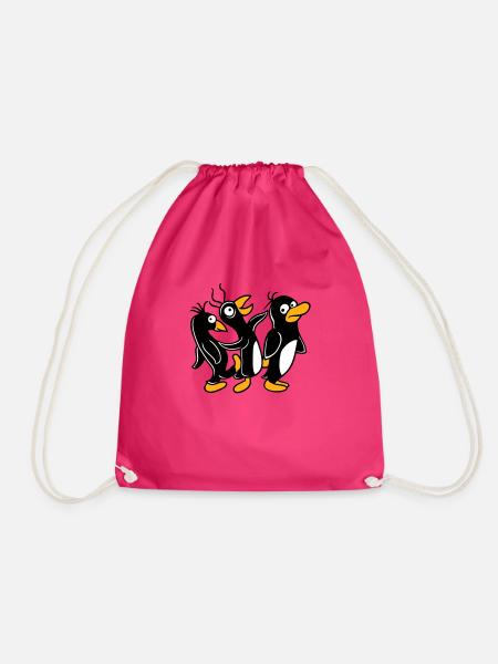 Verrückte Pinguine laufen dumm treten Team Freunde - Turnbeutel - Fuchsia