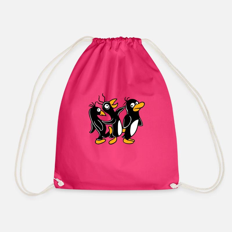 Verrückte Pinguine laufen dumm treten Team Freunde - Turnbeutel - Fuchsia