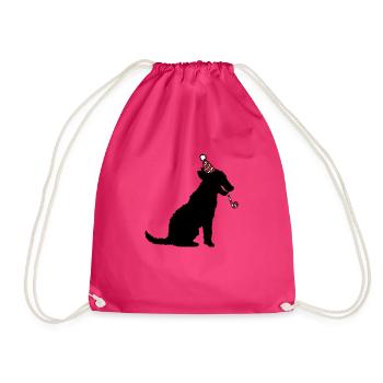 Hund Geburtstag Silvester Party Hut Feiern Tröte - Turnbeutel - Fuchsia - Vorne
