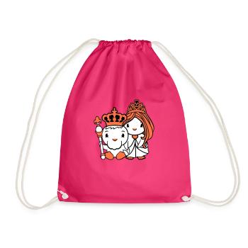 2 Canards Roi Reine Prince Princesse Couple Couronne - Sac de sport léger - fuchsia - Devant