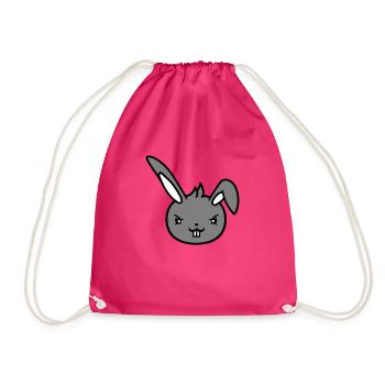 Hase Böser Blick Frech Cool Entschlossen Lustig - Turnbeutel - Fuchsia - Vorne
