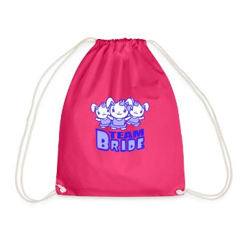 Team Bride 3 Bunnies Girls Pretty Girls Women - Drawstring Bag - fuchsia - Front