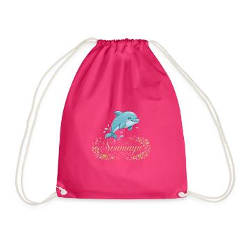 Soumaya-Delfin im goldenen Blumenrahmen - Turnbeutel - Fuchsia - Vorne