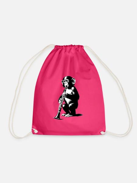 Affen Orchester Klarinette StreetArt Banksy Style - Turnbeutel - Fuchsia