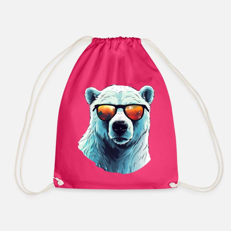 Cooler Eisbär mit Sonnenbrille - Turnbeutel - Fuchsia