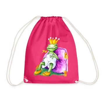 Froschkönig auf royalem Samtkissen - Turnbeutel - Fuchsia - Vorne