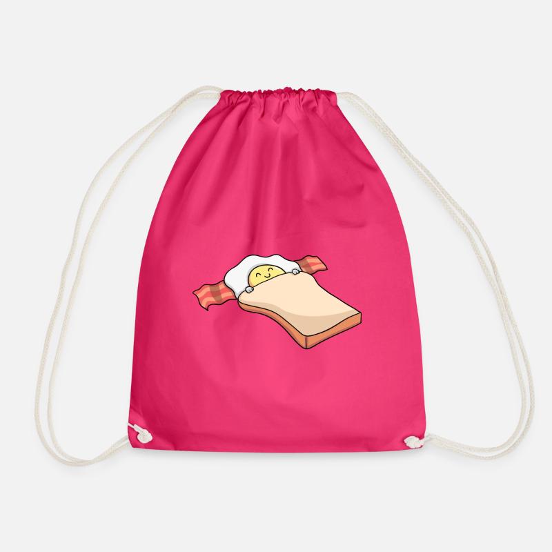 Breakfast - Breakfast - Bacon - Toast - Egg - Drawstring Bag - fuchsia
