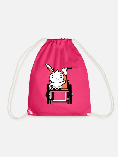 Hase Rollstuhl winkt behindert laufen krank Beine - Turnbeutel - Fuchsia