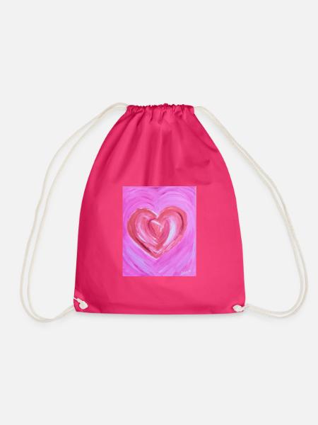 Rosa Herz der Liebe - Turnbeutel - Fuchsia