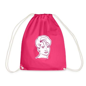 80s / Woman Portrait / Girl Power / minavi - Drawstring Bag - fuchsia - Front