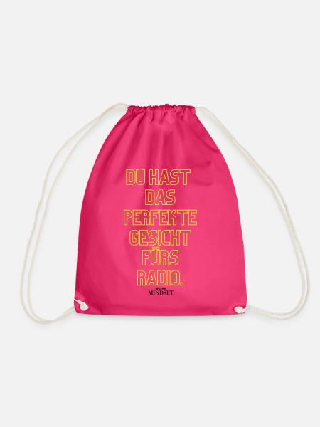 Neon Typo: Du hast das perfekte Gesicht - Turnbeutel - Fuchsia