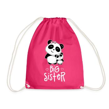 Big Sister - Große Schwester Geschwister Panda - Turnbeutel - Fuchsia - Vorne