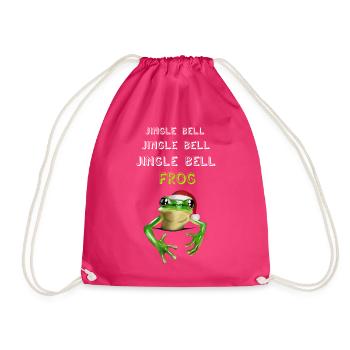 Jingle Bell Frog - Frosch mit Weihnachtsmütze - Turnbeutel - Fuchsia - Vorne