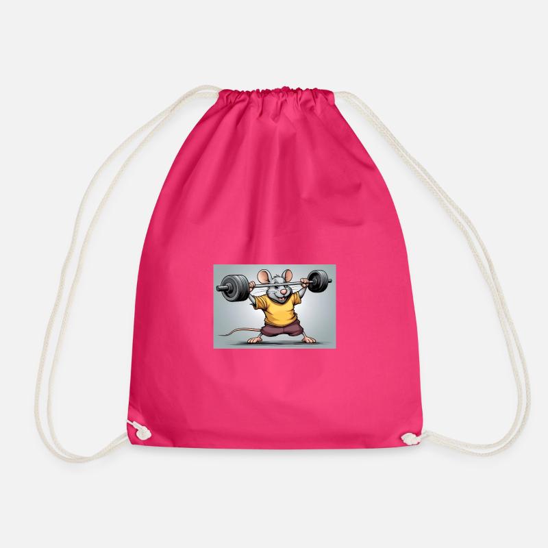Kraftmaus beim Krafttraining - Turnbeutel - Fuchsia
