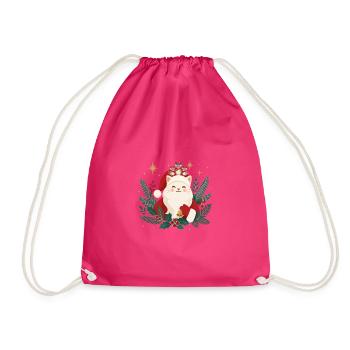 Weihnachtskatze mit Mäusen - Turnbeutel - Fuchsia - Vorne