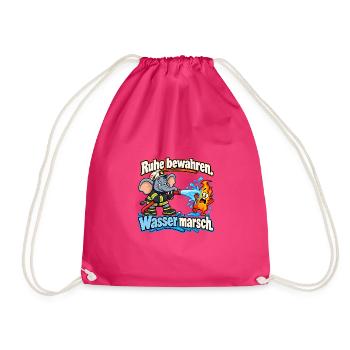 Feuerwehr-Elefant – Ruhe bewahren, Wasser marsch - Turnbeutel - Fuchsia - Vorne