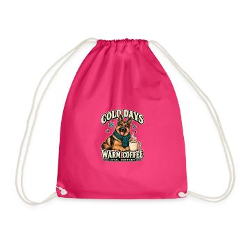 Deutscher Schäferhund Winterkaffee – Loyale Firma - Turnbeutel - Fuchsia - Vorne