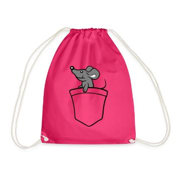 Maus Hemdtasche Tasche unterwegs auf Reisen Süß - Turnbeutel - Fuchsia - Vorne