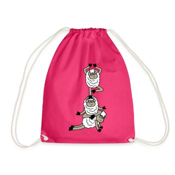 Tired_Sad_Sleepy_Sheep_Yoga_Meditating_5 - Drawstring Bag - fuchsia - Front