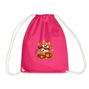 Herbstlicher Corgi-Laubhaufen - Turnbeutel - Fuchsia - Vorne