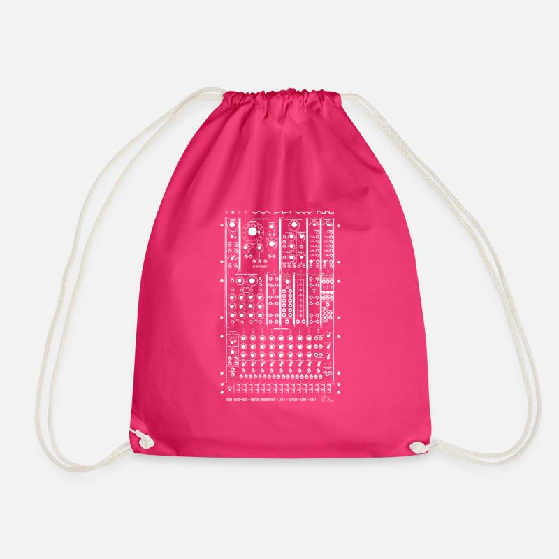 Modular Synth White - Drawstring Bag - fuchsia
