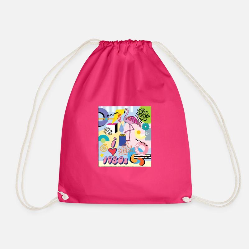 1980s Memphis design - Drawstring Bag - fuchsia