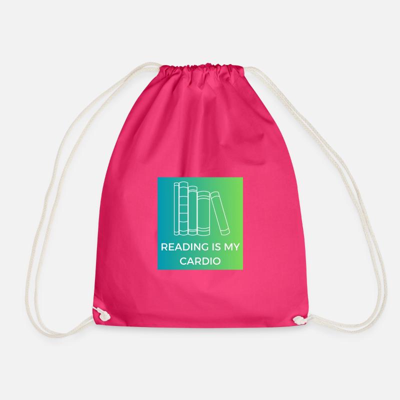 Reading is my cardio - Drawstring Bag - fuchsia