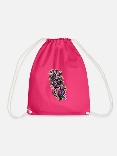 Rose/Noten/Schmetterlinge - Turnbeutel - Fuchsia