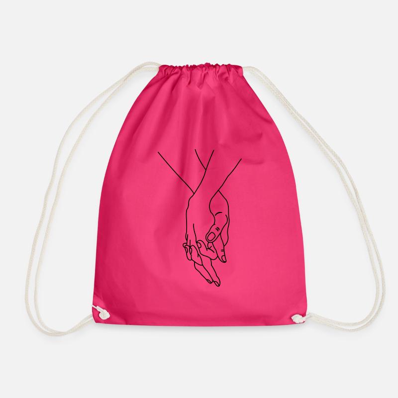 hands couple - Drawstring Bag - fuchsia