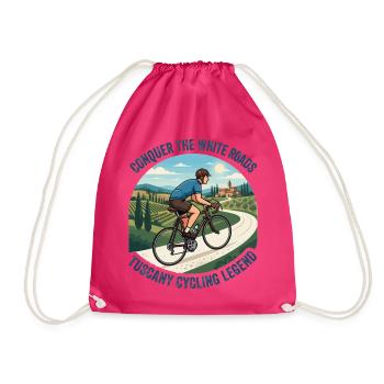 Conquer The White Roads Vintage-Radsportplakat - Turnbeutel - Fuchsia - Vorne