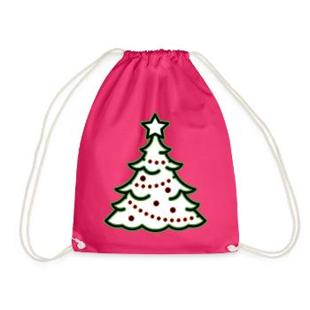 Minimalistischer Tannenbaum Weihnachten Evergreen - Turnbeutel - Fuchsia - Vorne