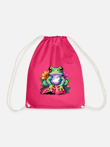 Bunter lustiger Frosch - Turnbeutel - Fuchsia