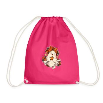 Geist mit Blumenkranz - Turnbeutel - Fuchsia - Vorne