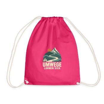 Umwege lohnen sich – Berge und Wandern - Turnbeutel - Fuchsia - Vorne