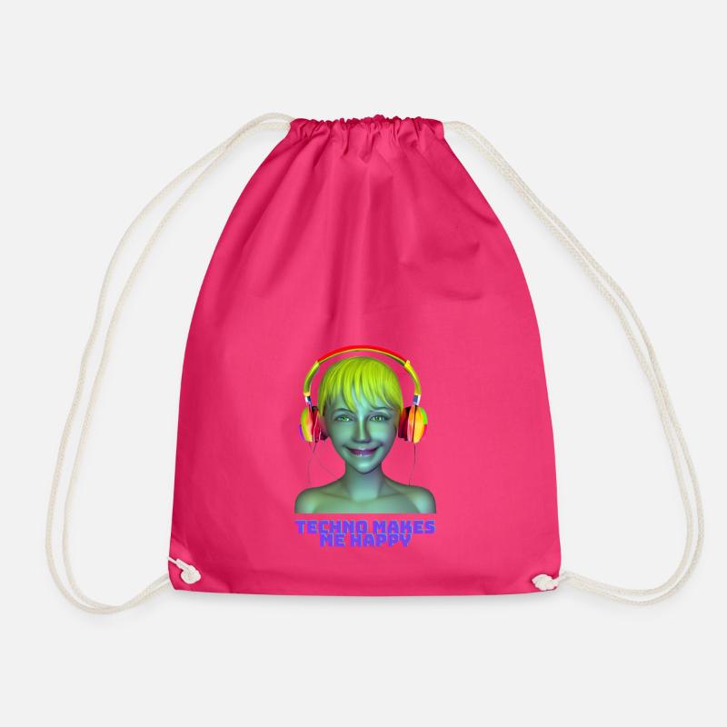 techno makes me happy - Turnbeutel - Fuchsia