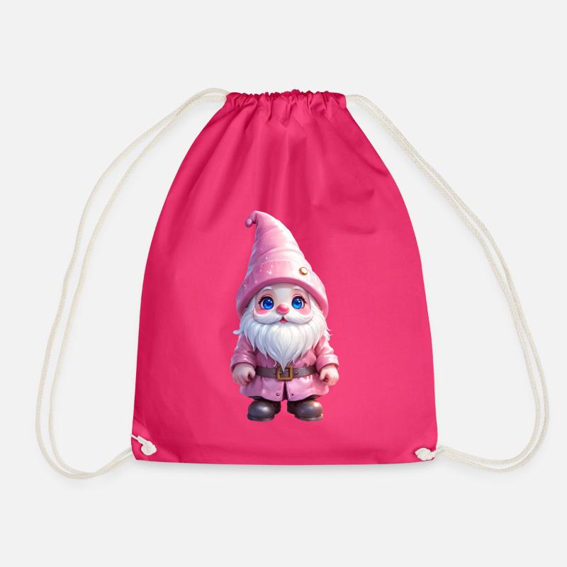 Pinker Weihnachtswichtel mit Zipfelmütze - Turnbeutel - Fuchsia