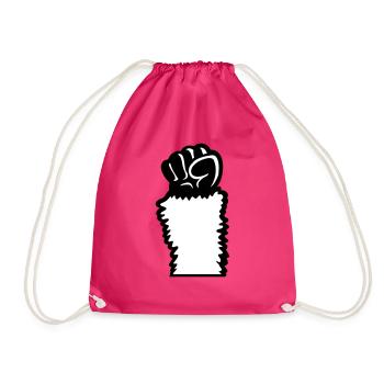 Lama Faust hochstrecken Haarig Affe Rebellion Hand - Turnbeutel - Fuchsia - Vorne